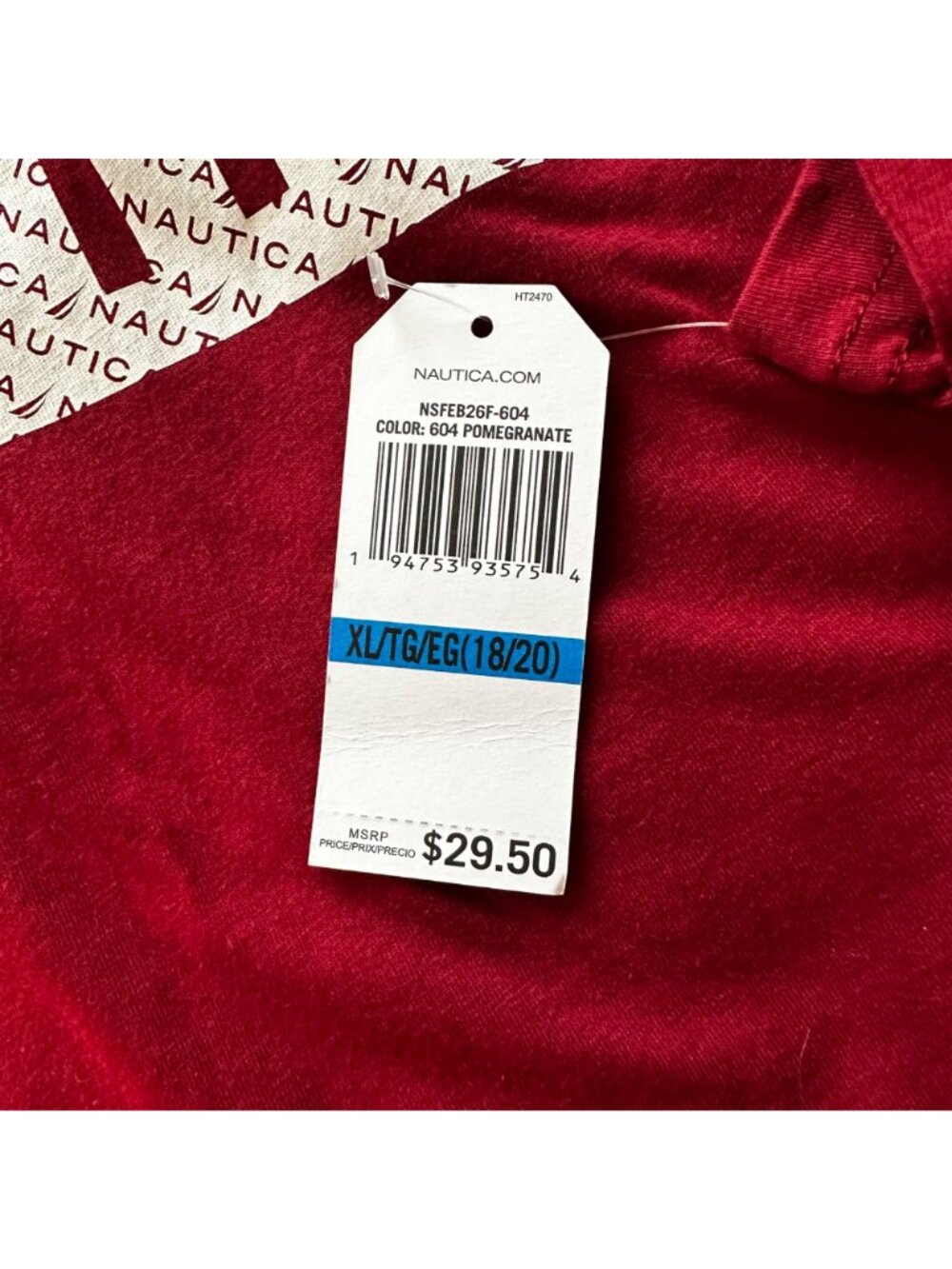 Nautica Long Sleeve Crew Neck T-Shirt Kids XL Pomegranate Red 100% Cotton NWT - Picture 7 of 12